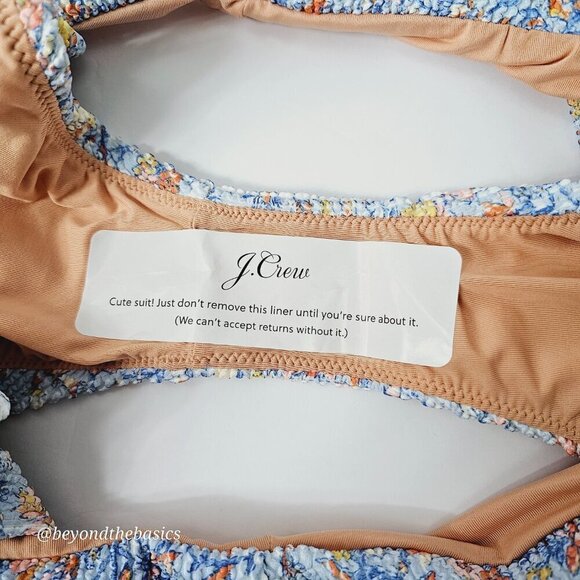 J.Crew Women's Blue Floral Scrunchie Low Rise Hipster Bikini Bottom Size 2X NWT - Picture 6 of 10